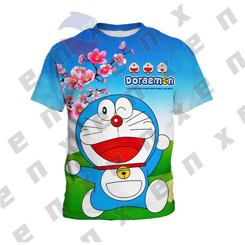Áo Thun Tay Ngắn In Hình Doraemon Dễ Thương Thời Trang Mùa Hè Cho Bé Trai Và Gái 3-13 Tuổi