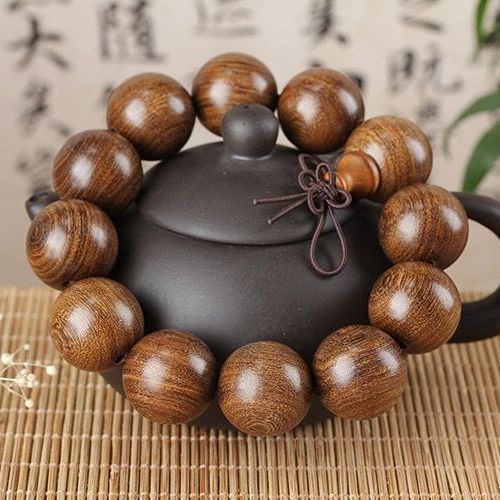 Vòng Tay Chuỗi Hạt Gỗ Đàn Hương 9T Màu Vàng Đồng Phong Cách Phật Giáo