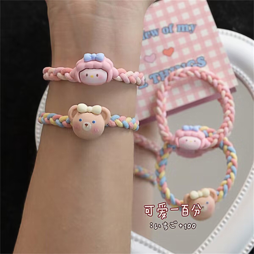 1 Dây Cột Tóc Co Giãn Hình Thỏ Hoạt Hình Phong Cách Hàn Quốc Ngọt Ngào Cho Bé Gái