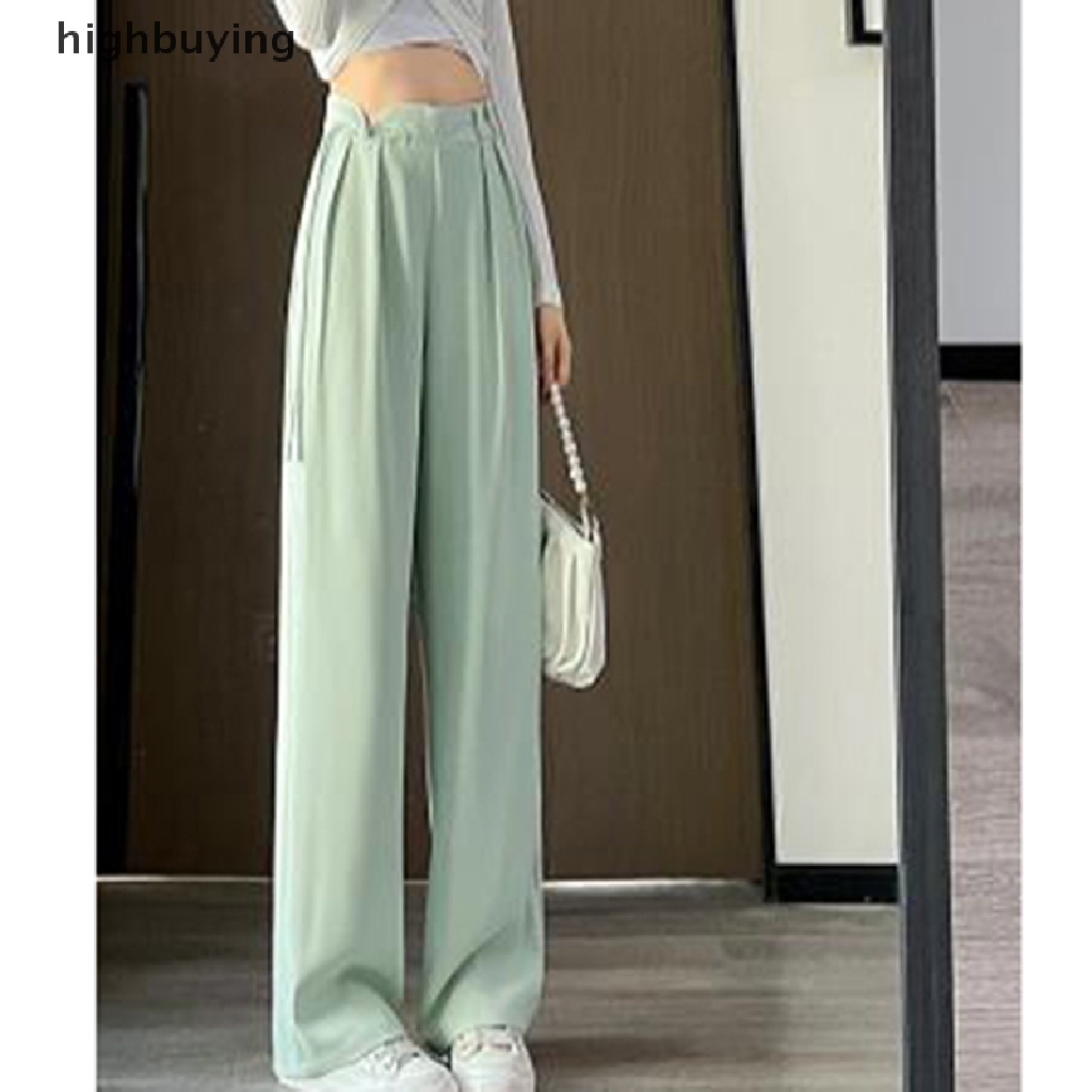 Quần ống rộng Lưng Cao Màu Trơn Phối Túi Thời Trang 2023 Cho Nữ