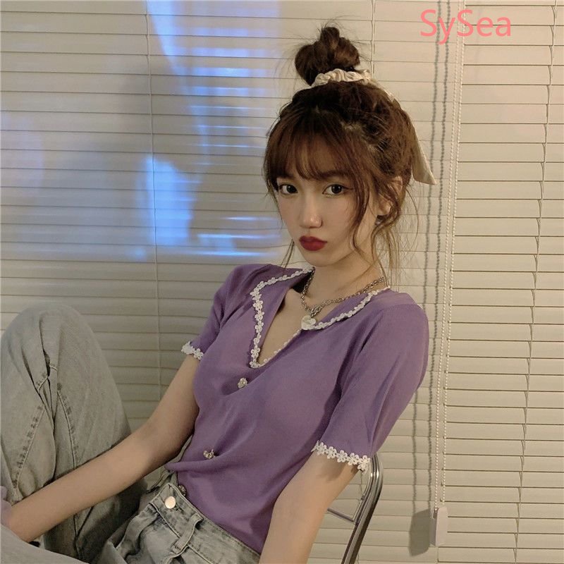 Áo Kiểu Vải Lụa Lạnh Cổ V In Hoa Dễ Thương Thời Trang Mùa Hè Cho Nữ