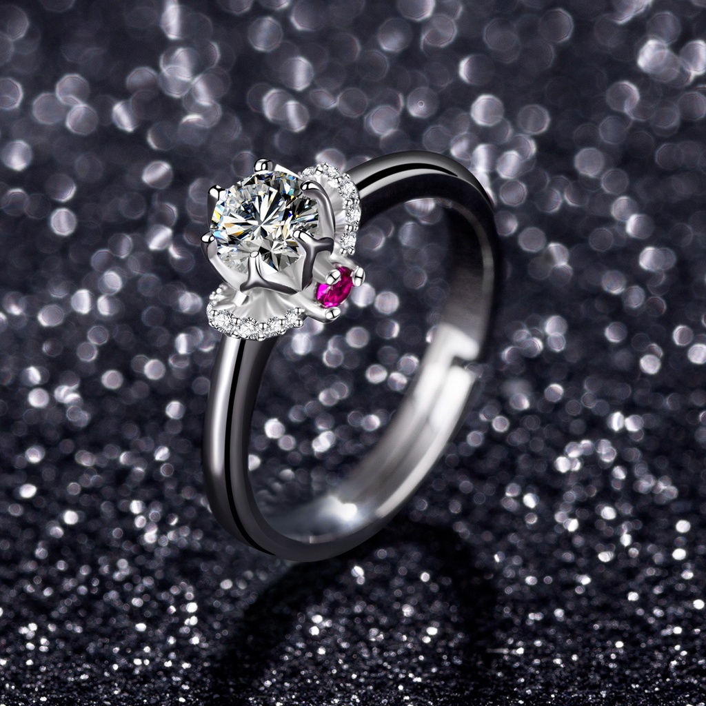 Nhẫn Đính Hôn Mạ Điện Đính Đá Zircon Lấp Lánh Dành Cho Nữ