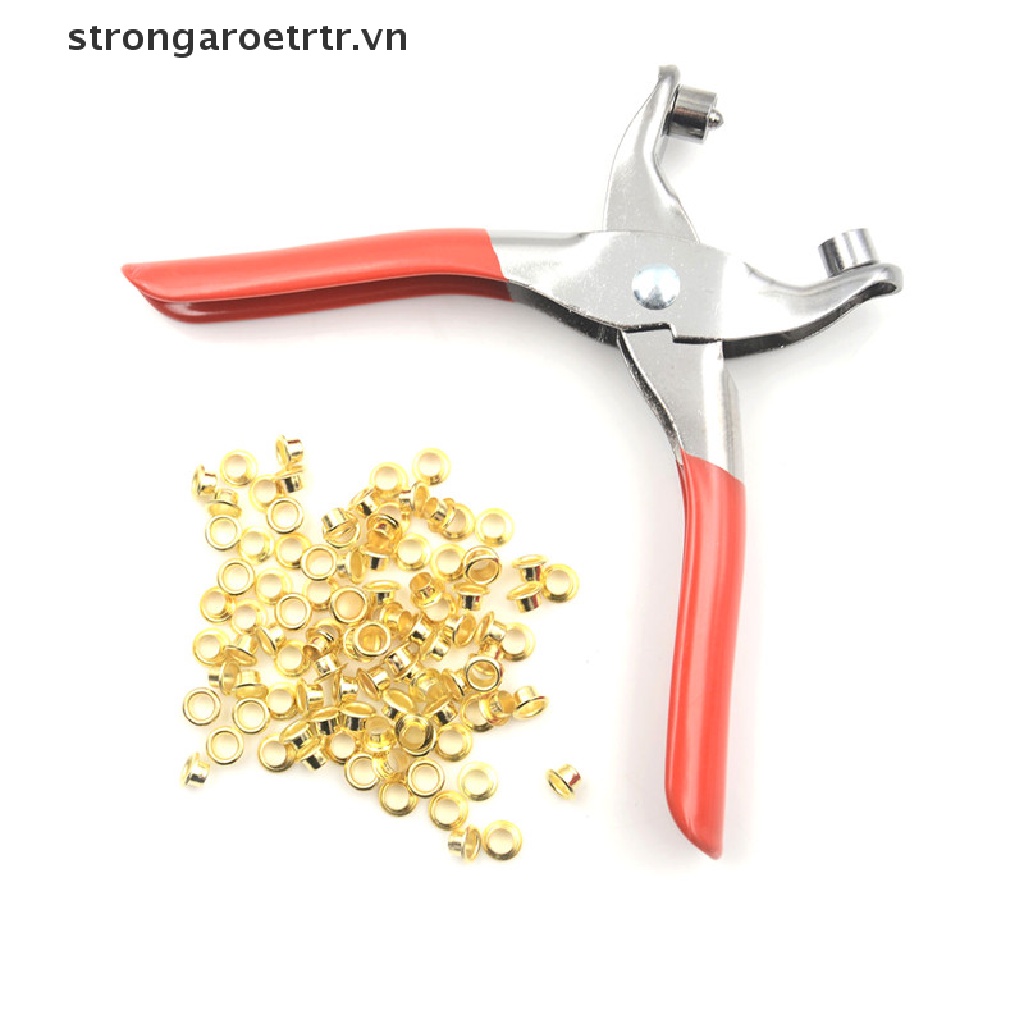 Kìm Bấm Lỗ Đinh Tán Mạnh Mẽ Kèm 20 Khoen Cho Giày Da Túi Xách