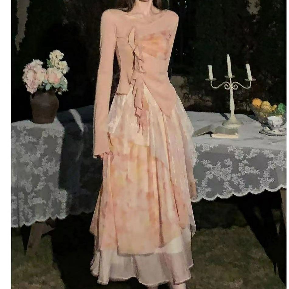 Bộ Áo Tay Dài + Chân Váy Lưới Mỏng Phong Cách Trung Hoa Mới Mẻ Cho Nữ 4.10 Dream SEVEN77 4.10