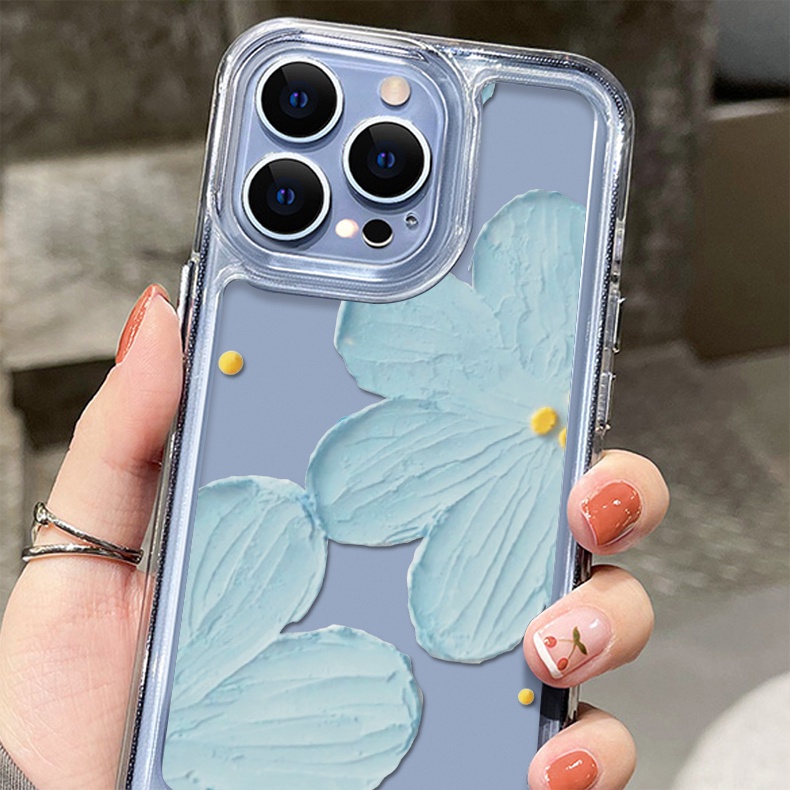 Ốp Điện Thoại DecoPhone TPU Acrylic Hình Hoa Màu Xanh Dương Trong Suốt Samsung Galaxy A73 A54 A53 A34 A33 A23 A14 A13 A04S 4G 5G