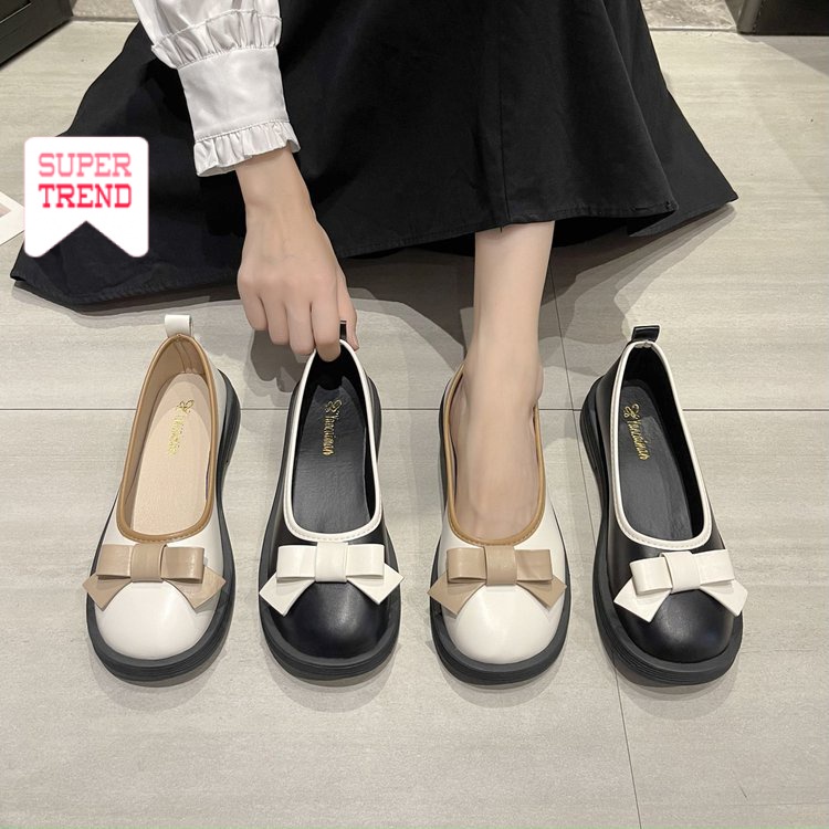 Giày Búp Bê Mũi Tròn Đính Nơ Thời Trang Cho Nữ