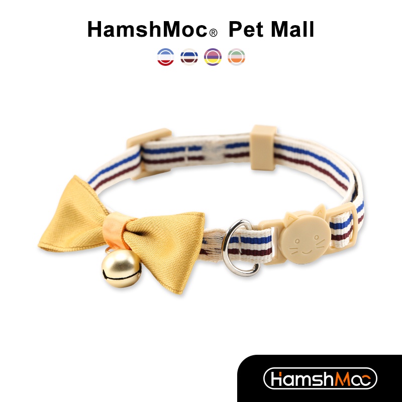 HamshMoc Vòng Cổ Mềm Nhẹ Tháo Lắp Nhanh Có Chuông Hình Nơ Dễ Thương An Toàn Cho Mèo Cưng