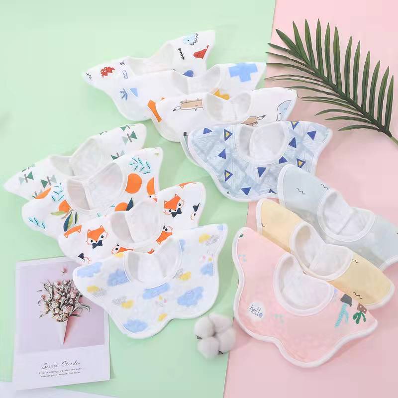 Yếm Hoa/Yếm Xốp Tròn Chống Thấm, Xoay 360 Độ Chống Tràn Ra Áo Bé, Yếm Cho Bé Ti Sữa, Ăn Dặm