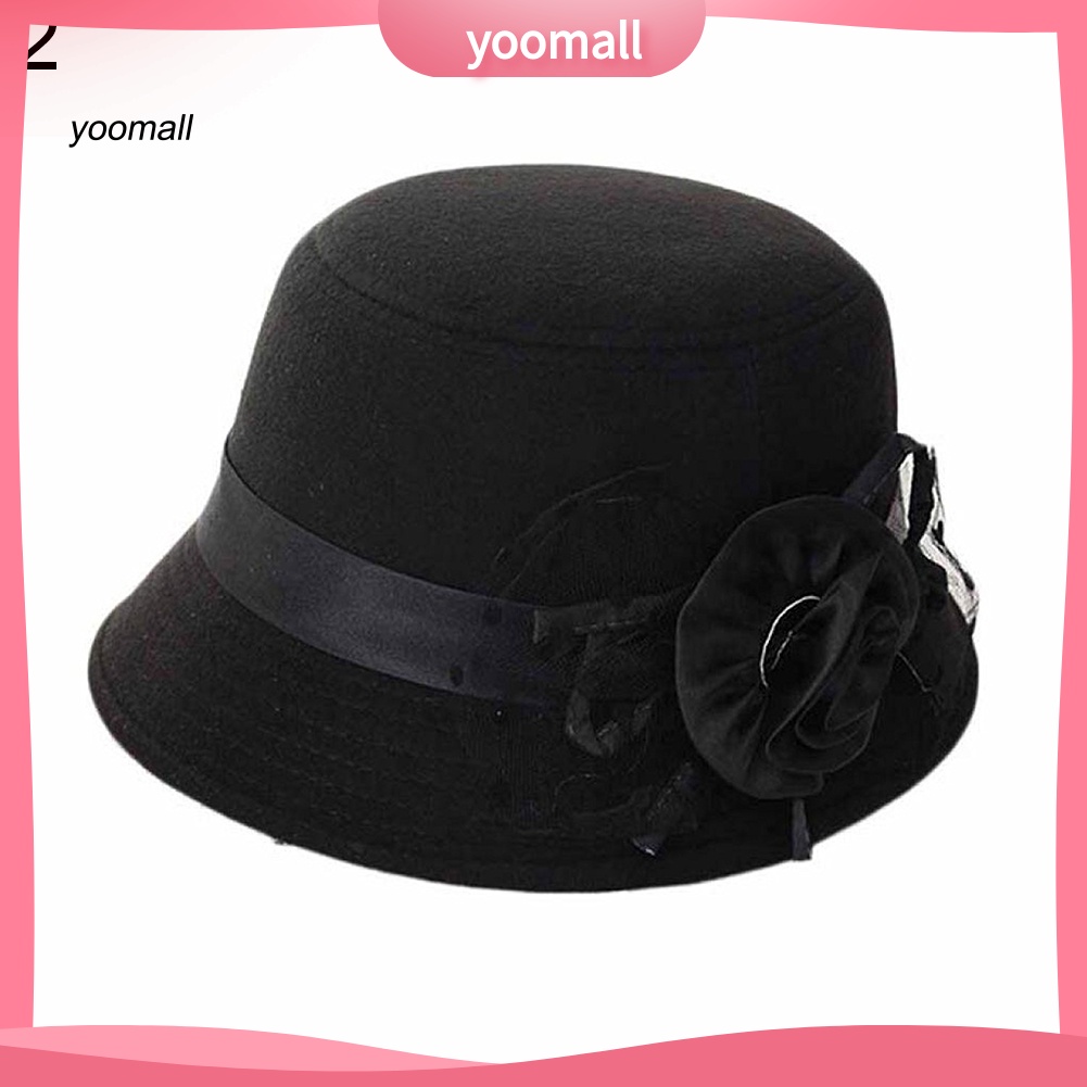 Mũ Vành Tròn Màu Trơn Thêu Hoa Phong Cách Retro Cho Nữ