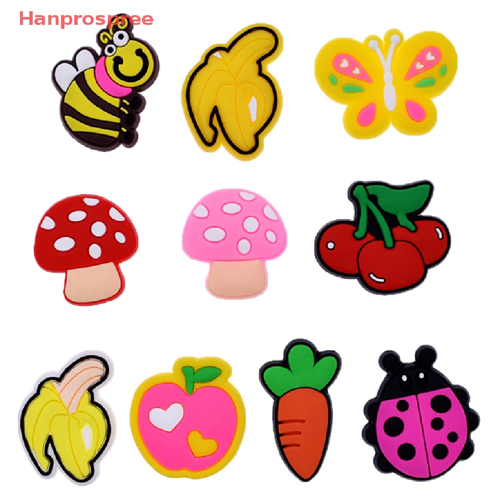 Hanprospree > set 10 Phụ Kiện Khóa Giày Trang Trí Lỗ Trái Cây Rau Củ Quả