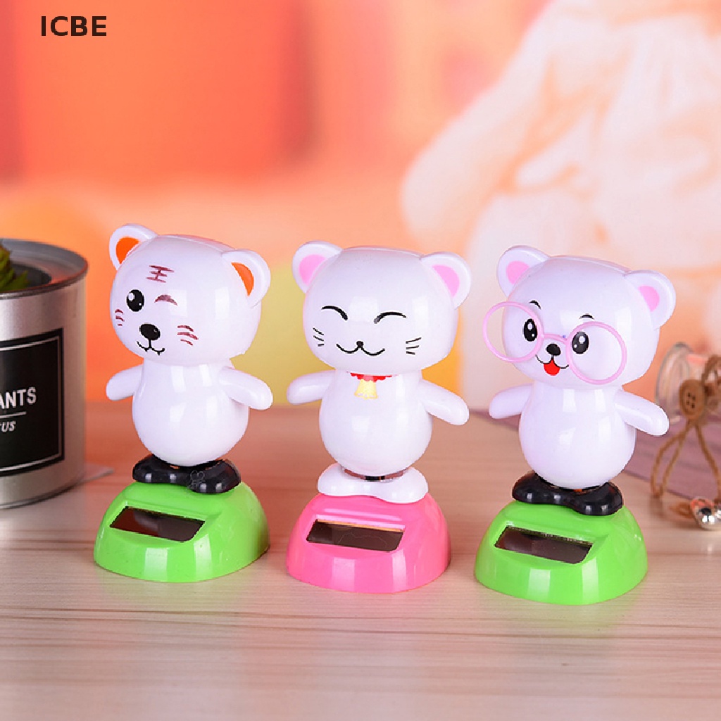 1 Búp Bê Trang Trí Xe Hơi Hình Thỏ / Gấu Trúc Lắc Đầu Sử Dụng Năng Lượng Mặt Trời