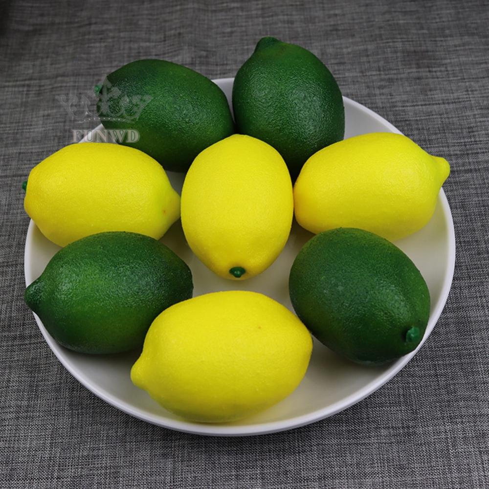 【FUNWD】6Pcs Artificial Lemons Plastic Fake Fruit For Home Decoration Photography Props