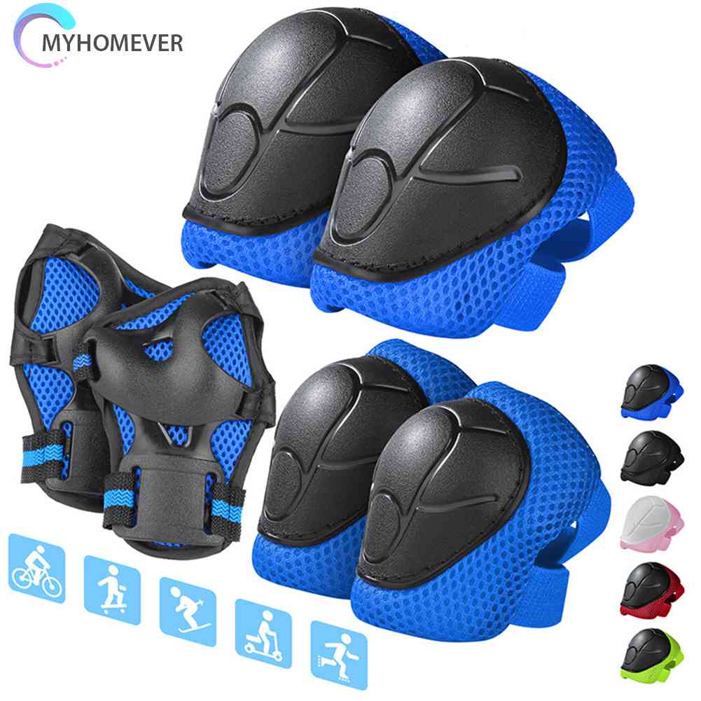 Set 6 Miếng Đệm Bảo Vệ Đầu Gối Chống Va Chạm Khi Đạp Xe Thể Thao Ngoài Trời Dành Cho Trẻ Em