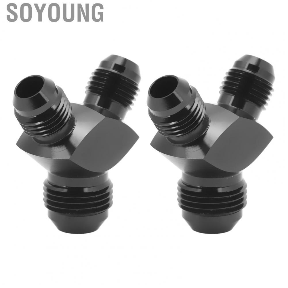 Soyoung Y Block Adapter Fitting  AN8 To 2AN6 2PCS Strong Sealing Black Universal for Fuel Pumps