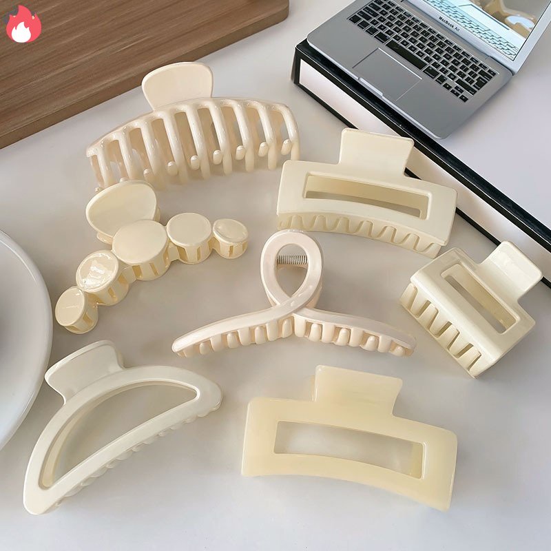 Kẹp Tóc Càng Cua Dày Dặn Màu Be Cỡ Lớn Thời Trang Thanh Lịch Cho Nữ