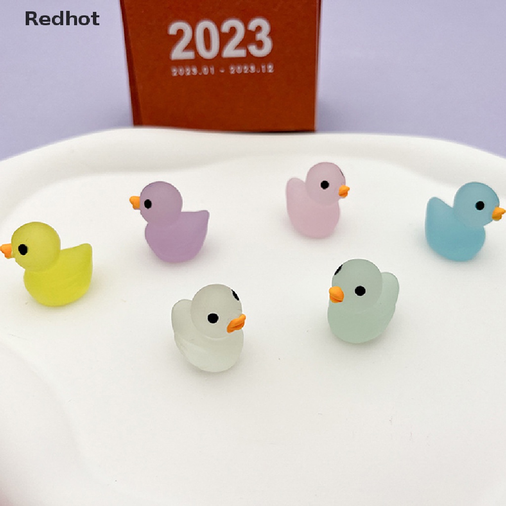 &lt; Redhot &gt; Bộ 5 Vịt Đồ Chơi Phát Sáng Trong Bóng Tối Trang Trí Bằng Nhựa Resin Dễ Thương