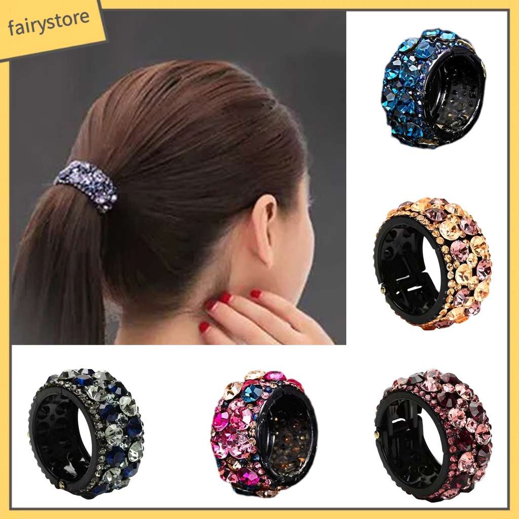 Kẹp Tóc Đuôi Ngựa Đính Đá Nhiều Màu Sắc Chống Trượt Thời Trang