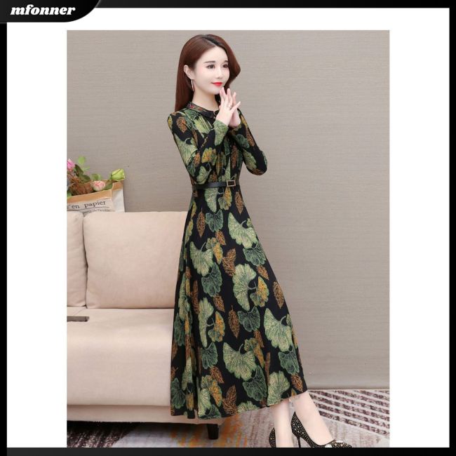 Đầm Midi Tay Dài Dáng Ôm In Họa Tiết Hoa Xinh Xắn Thời Trang Cho Bạn Gái