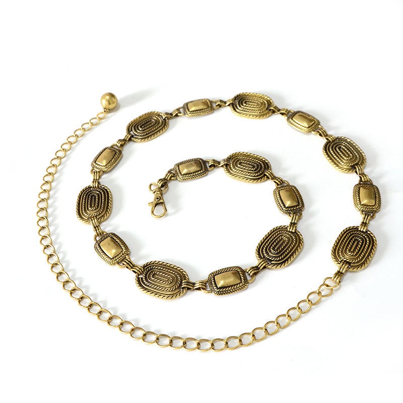 Thắt Lưng Dây Xích Kim Loại Hình oval Phong Cách Âu Mỹ Thanh Lịch Thời Trang Cho Nữ