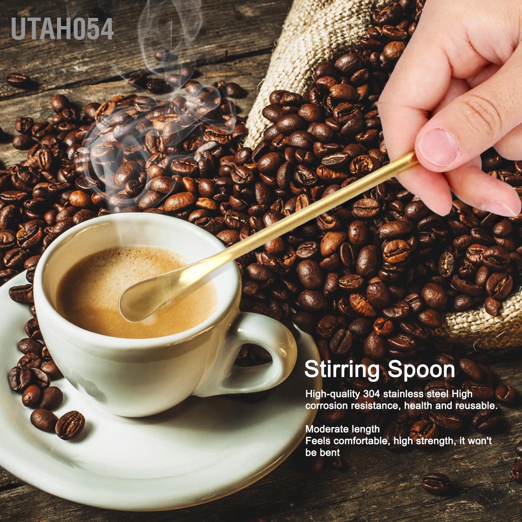 Utah054 Thép Không Gỉ 304 Tay Cầm Dài Chải Thìa Khuấy Cocktail Cà Phê Đá Pha Chế Rượu Dụng Cụ
