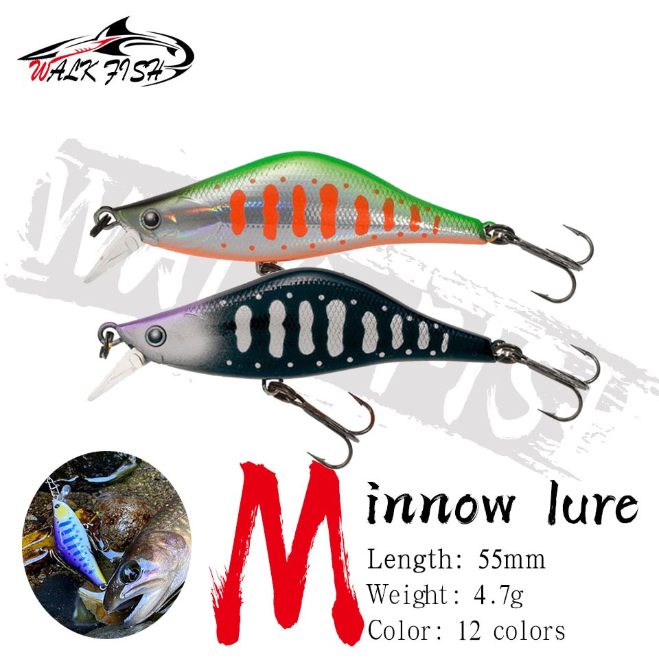 Mồi giả nhử cá WALK FISH 55mm 4.7g bằng Peche chất lượng cao gắn kèm móc câu