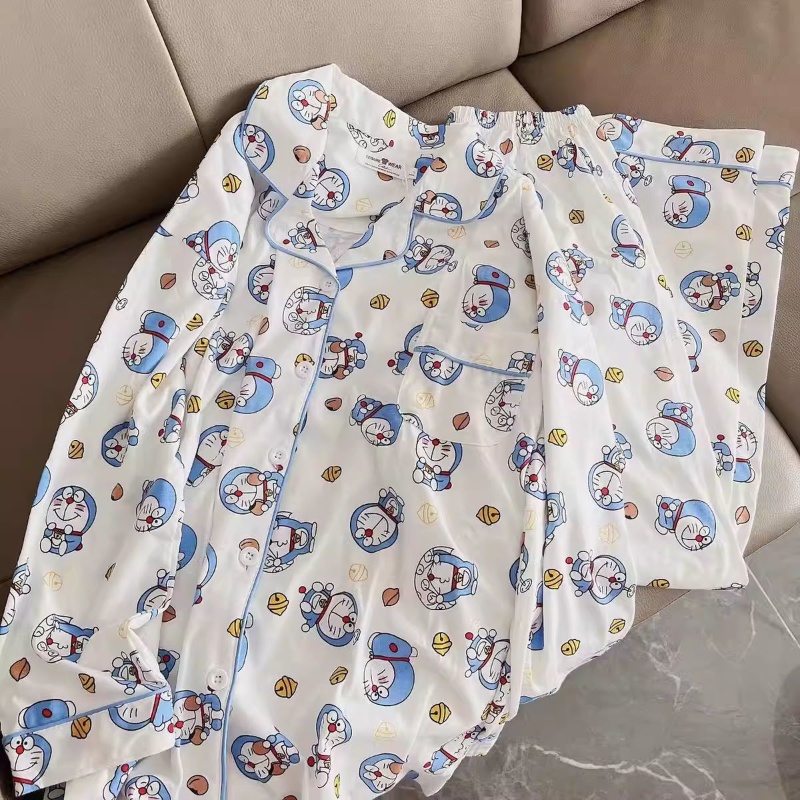 Bộ Đồ Ngủ Tay Dài in Hình Doremon Phong Cách Nhật Bản Thời Trang Xuân Thu Cho Nữ