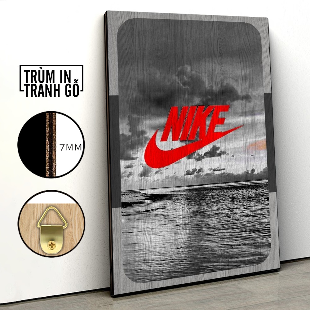 Tranh in gỗ trang trí nội thất Nike Đỏ Mặt Hồ decor phòng ngủ phòng khách văn phòng
