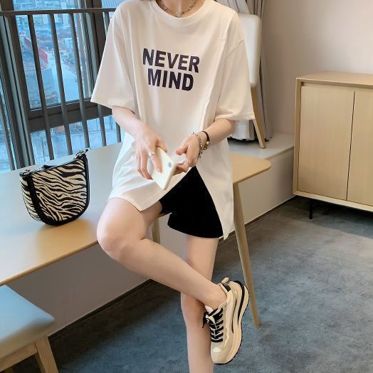 Áo Thun Nữ Ngắn Tay Dáng Rộng Xẻ Tà Thời Trang Mùa Hè