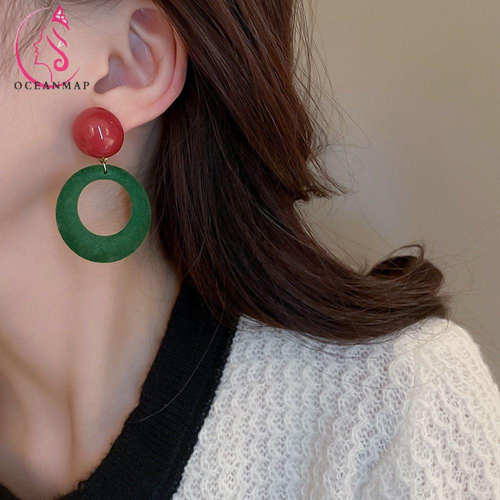 Bông Tai Dáng Dài Hình Tròn Phong Cách Cổ Điển Thời Trang Mùa Đông Cho Nữ