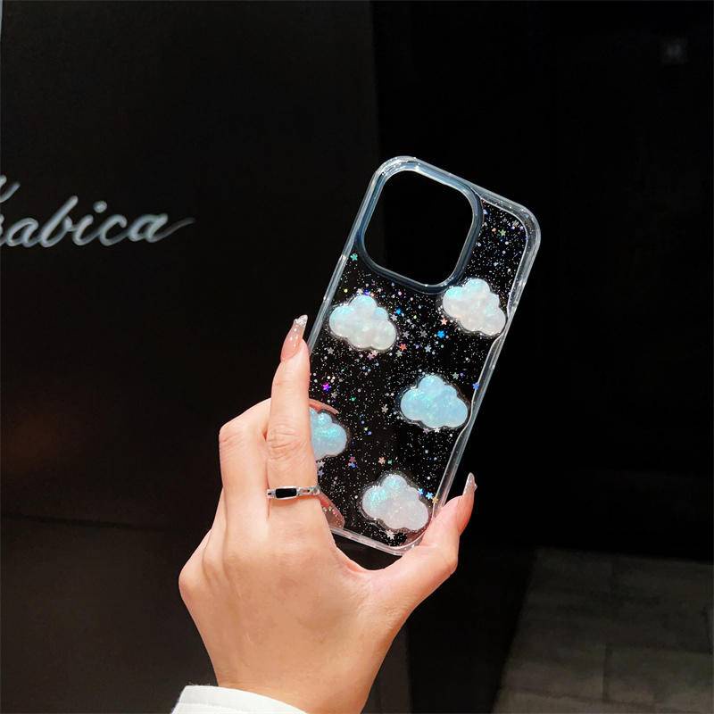 Ốp Điện Thoại TPU Trong Suốt Chống Sốc Hình Đám Mây 3D Cho iPhone 14 13 12 11 Pro MAX Plus X XS MAX XR 7 8 Plus SE 2022 2020