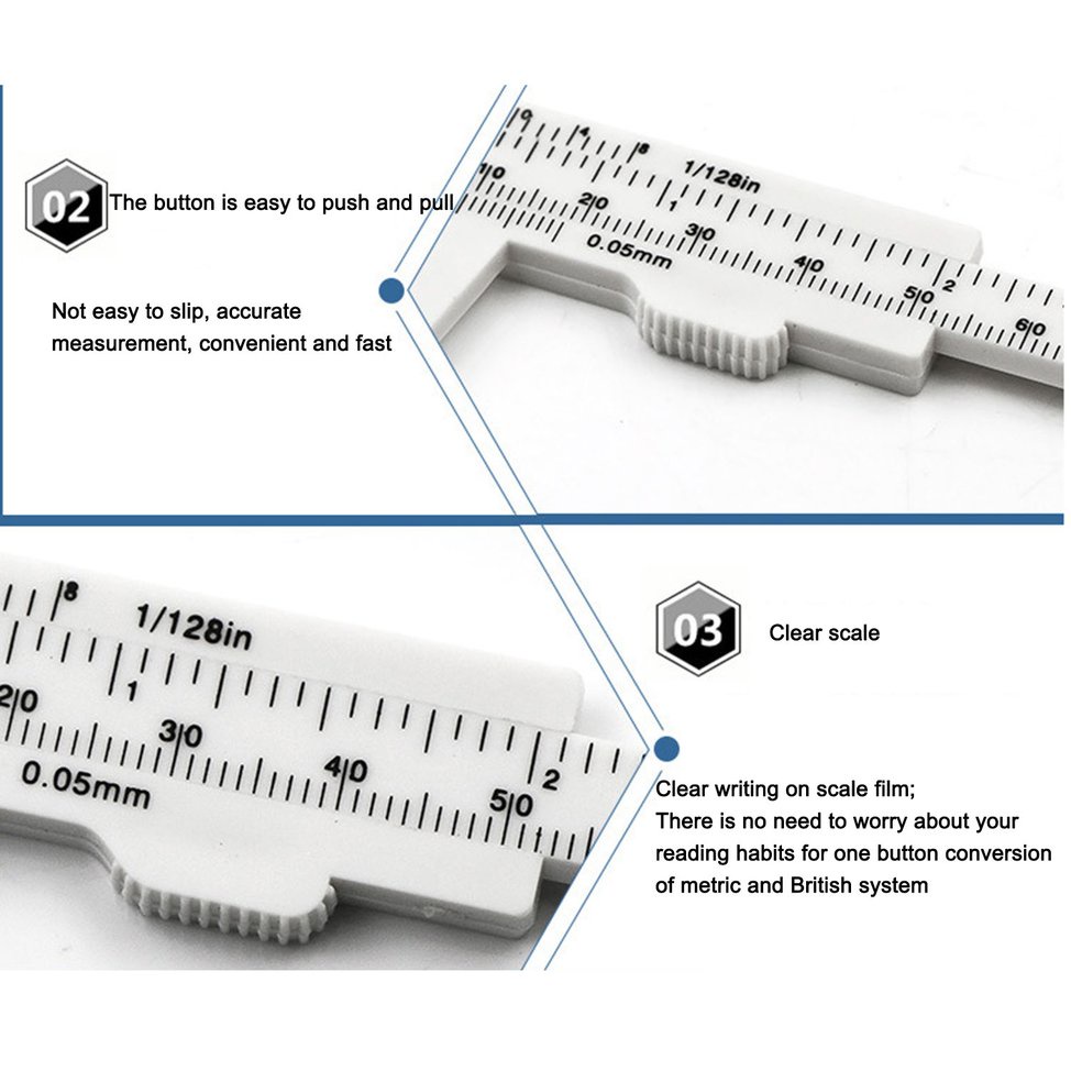 0-80mm Double Scale Plastic Vernier Caliper Mini Ruler Measurement Tool