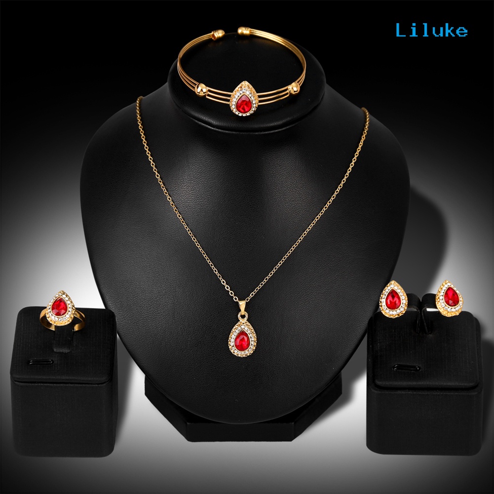 Bộ Trang Sức Mạ Vàng Hình Giọt Nước Phong Cách Cổ Điển Cho Nữ