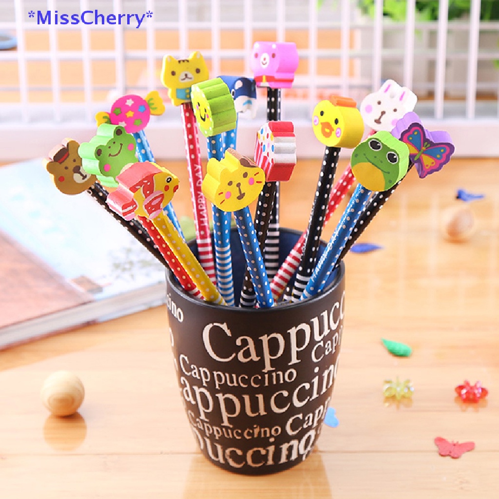 Set 10 Bút Chì 2 Trong 1 in Hình Động Vật Hoạt Hình Đáng Yêu Dành Cho Trẻ Em Mới