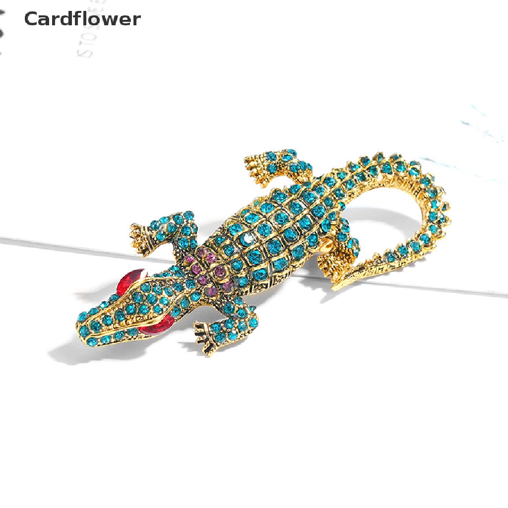 Ghim Cài Áo Hình Cá Sấu Đính Đá Phong Cách Vintage