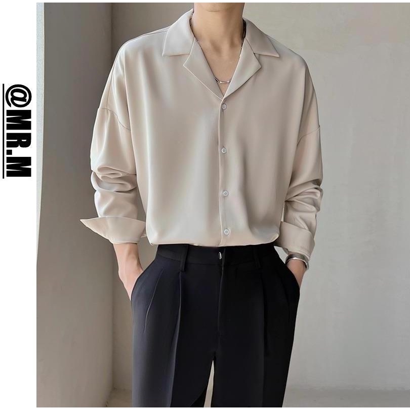 Áo Sơ Mi Nam Dài Tay Cổ Chữ V Màu Trơn Chống Nhăn Thời Trang Xuân Thu Cao Cấp