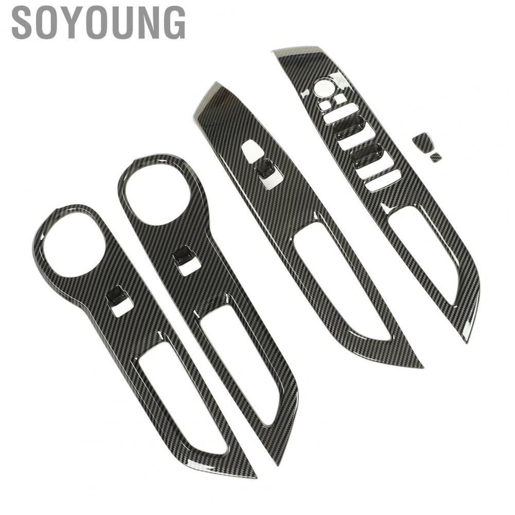 Soyoung Car Lift Button Sticker  Window Switch Decoration Frame Cover Advanced Distinctive Design Carbon Fiber Style Comfortable for Left Hand Drive