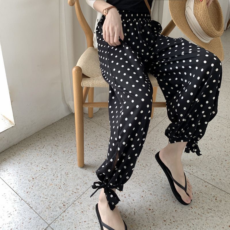 Quần Legging Chấm Bi Ống Rộng Phong Cách Hàn Quốc Trẻ Trung Dành Cho Nữ