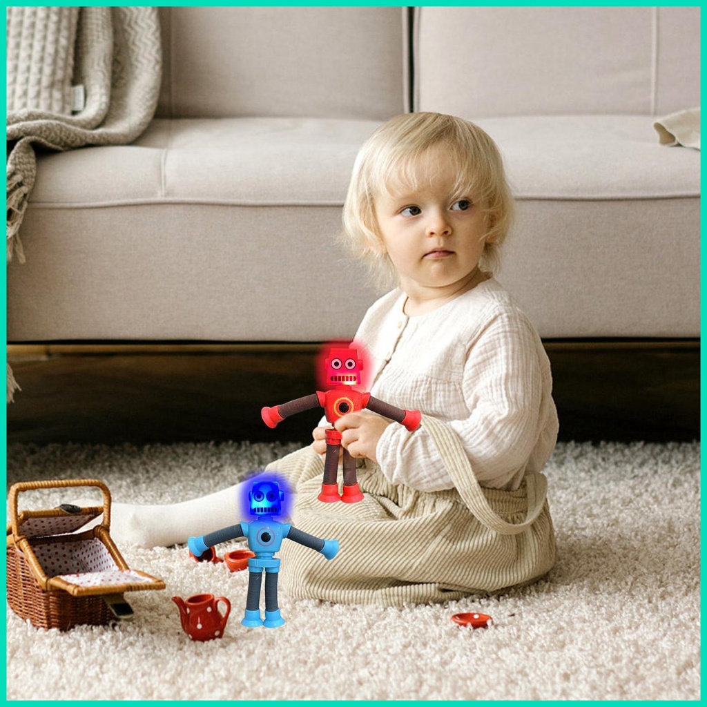 Đồ Chơi Robot Kéo Căng Cánh Tay Chân Có Đèn LED Giáo Dục Cho Trẻ Em