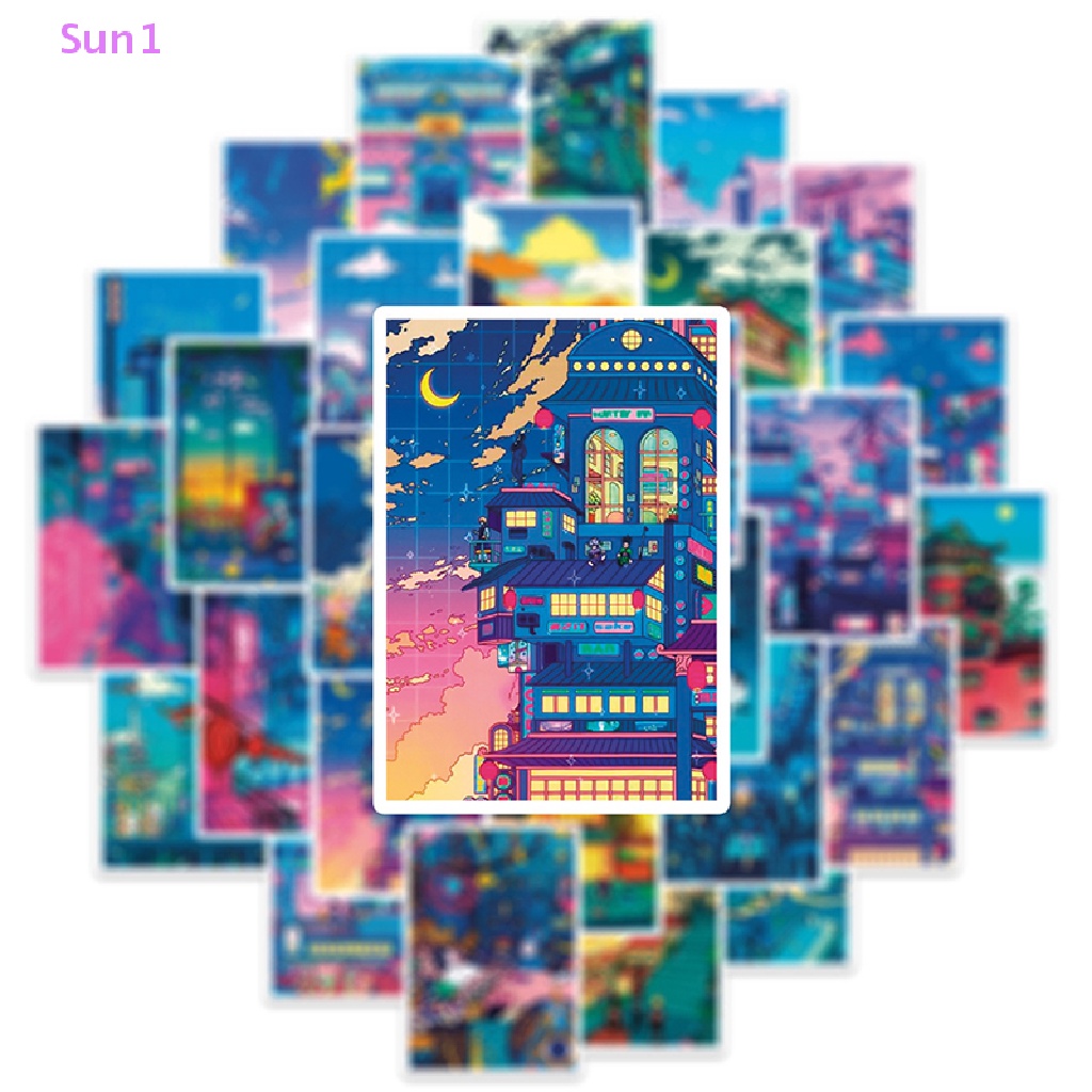 Bộ 50 Miếng Dán Hành Lý / Điện Thoại / Máy Tính Bảng Họa Tiết Hoạt Hình Graffiti Chống Nắng Sun1 &gt; 50 Cái DIY