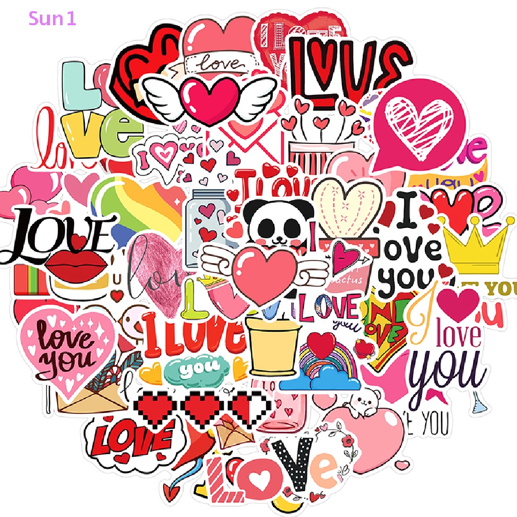 Set 50 Sticker Hình Trái Tim Màu Hồng Phong Cách Vintage Dùng Để Trang Trí Sổ Tay / Laptop