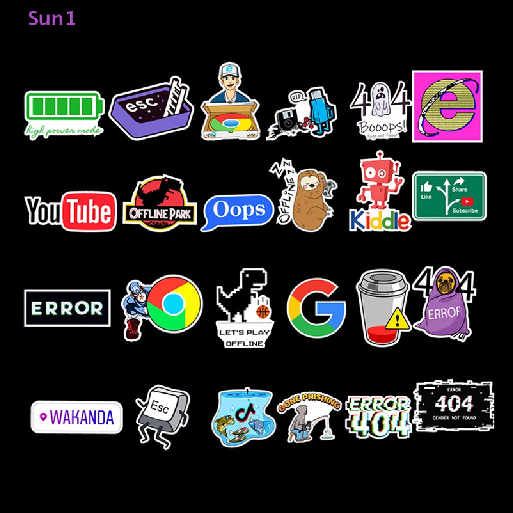 Set 50 Miếng Dán 404 Họa Tiết Hoạt Hình Trang Trí Laptop / Điện Thoại / Xe Hơi