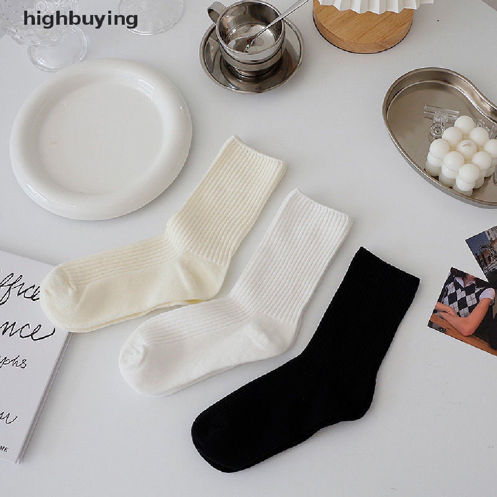 1 Cặp Vớ Cotton Thoáng Khí Màu Trơn Phong Cách Nhật Bản Thời Trang Cho Nữ