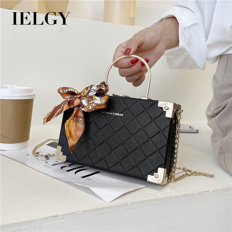 Túi Xách Đeo Vai Hình Vuông Cỡ Nhỏ Bằng Lụa Phối Khăn Quàng Cổ Phong Cách Âu Mỹ Cổ Điển Thời Trang Cho