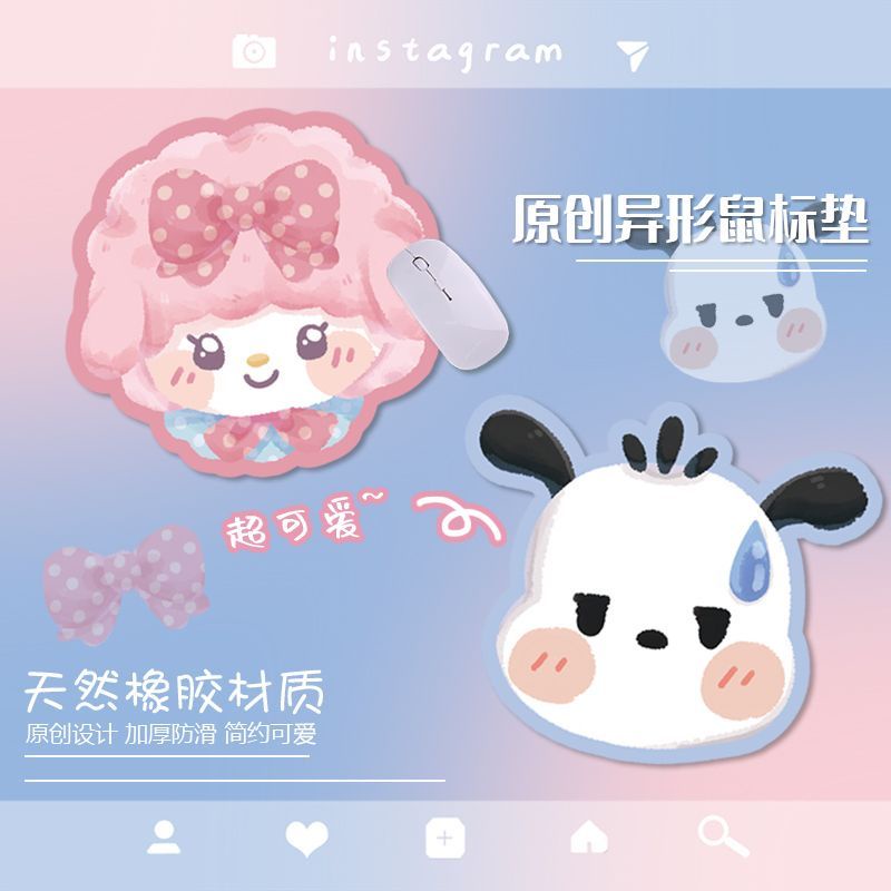 Tấm Lót Chuột Cao Su Dày Chống Trượt Hình Chữ M Họa Tiết Hoạt Hình Dễ Thương