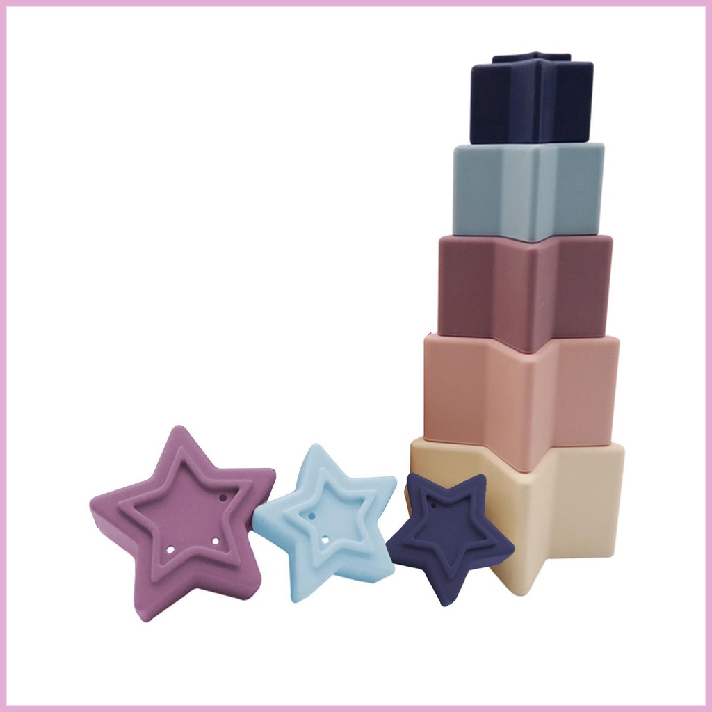 Bộ 5 Cốc Đồ Chơi Xếp Chồng Bằng Nhựa Mềm Mại Cho Bé 6-12 Tháng Tuổi