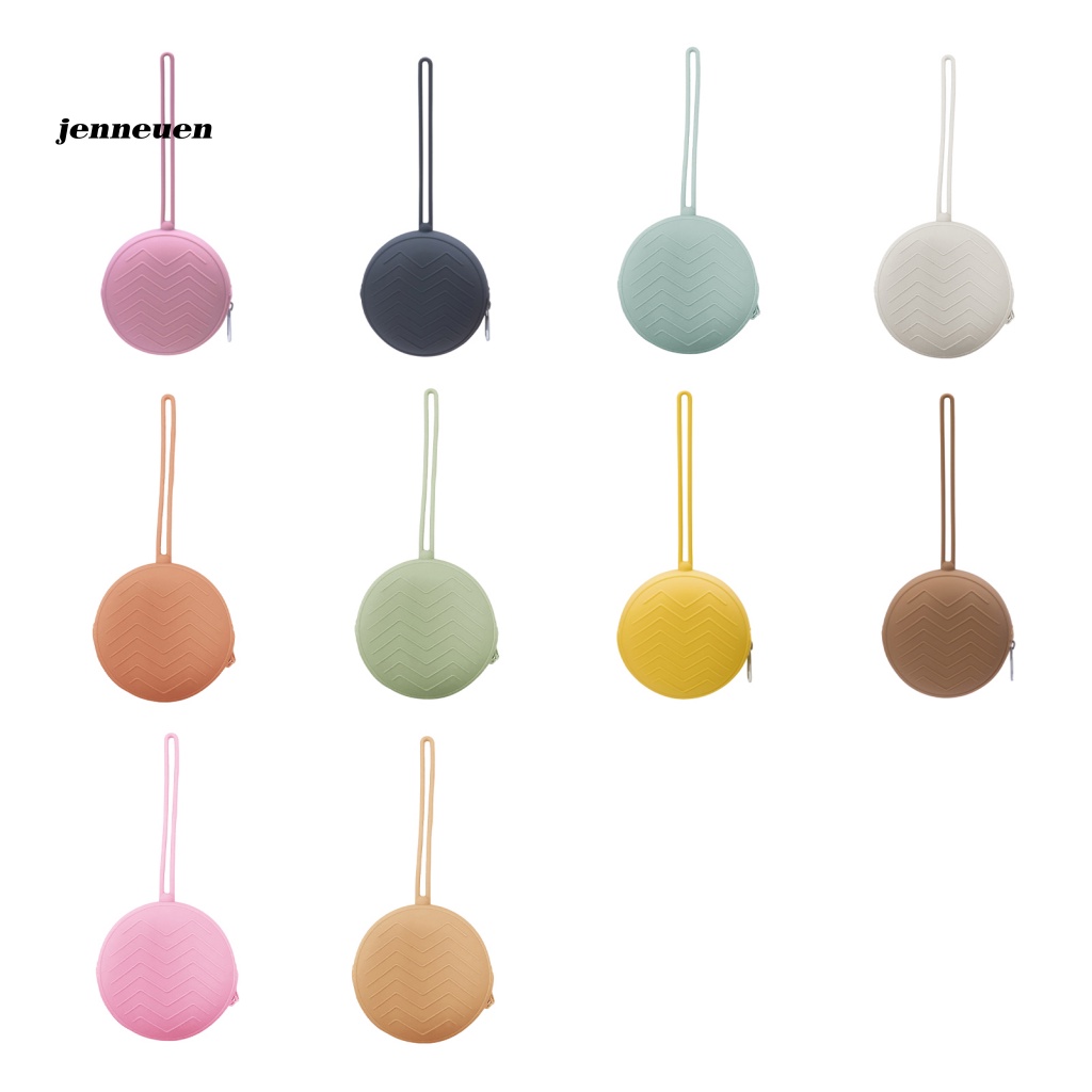 Jen Ví Đựng Tiền Xu Bằng Silicon Mịn Có Khóa Kéo Và Dây Đeo Nhỏ Gọn Màu Trơn Chống Thấm Nước Thay Đổi Hàng Ngày