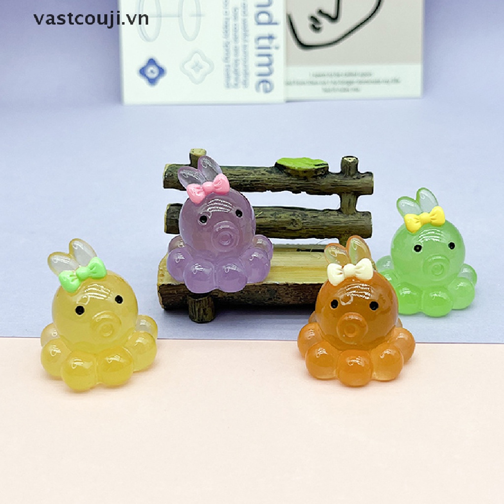 Bộ 2 Tượng Bạch Tuộc Mini Bằng Nhựa Resin Phát Quang Trang Trí Bảng Điều Khiển Xe Hơi DIY