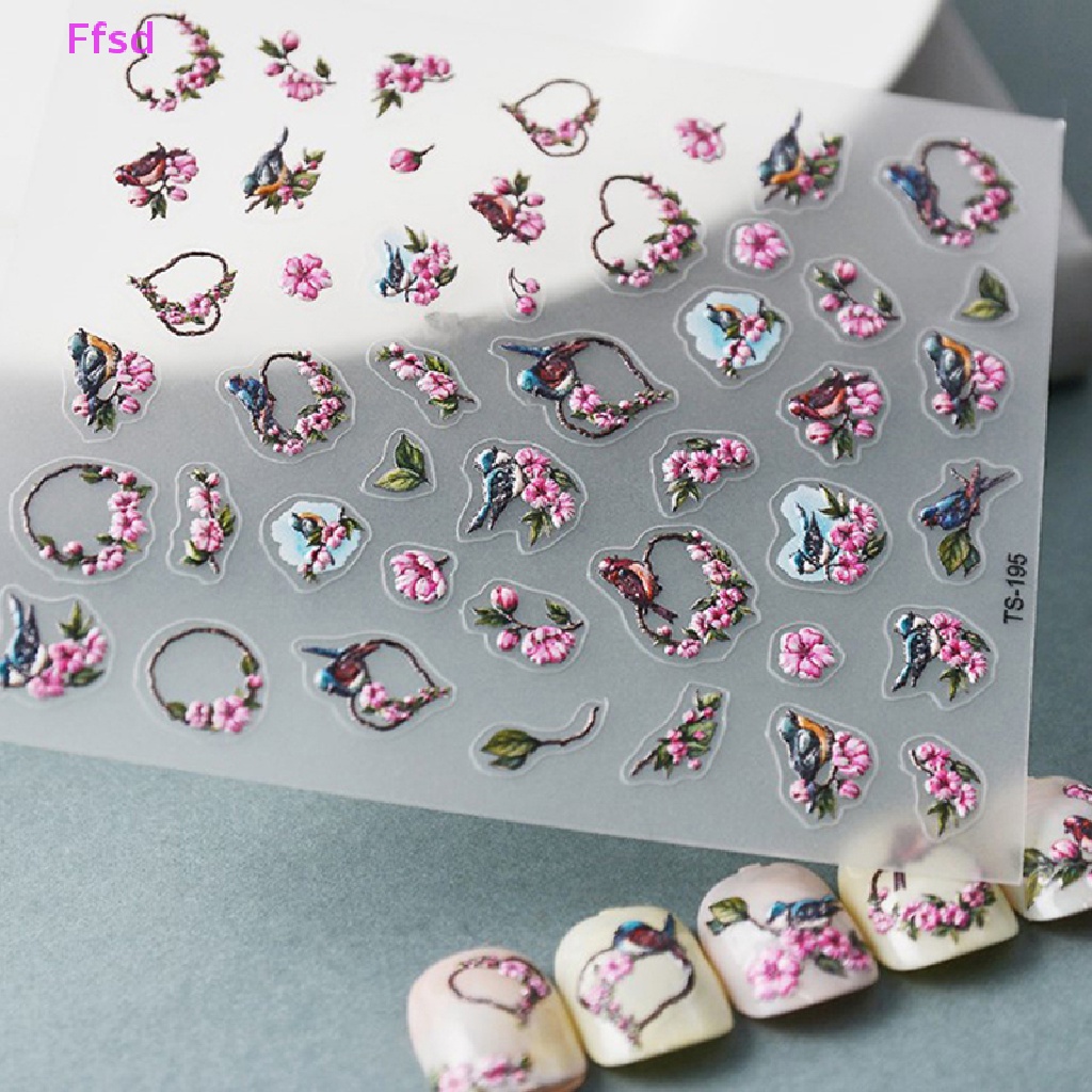 Miếng Dán Trang Trí Móng Tay 5D Hình Hoa Trái Tim Cho Nữ