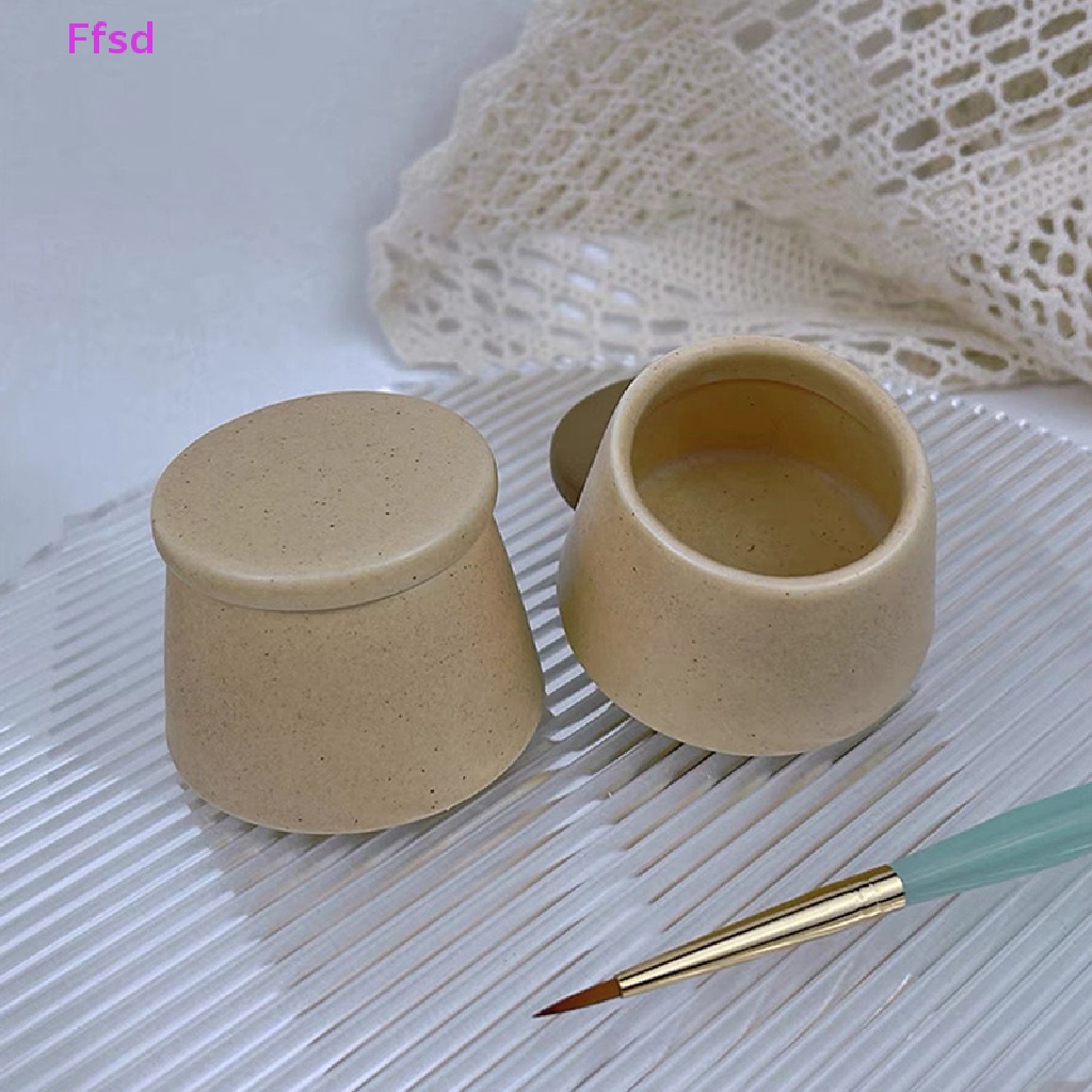 {Ffsd} Cốc Rửa Móng Nghệ Thuật Bằng Sứ Dày Có Nắp Đậy Pha Lê