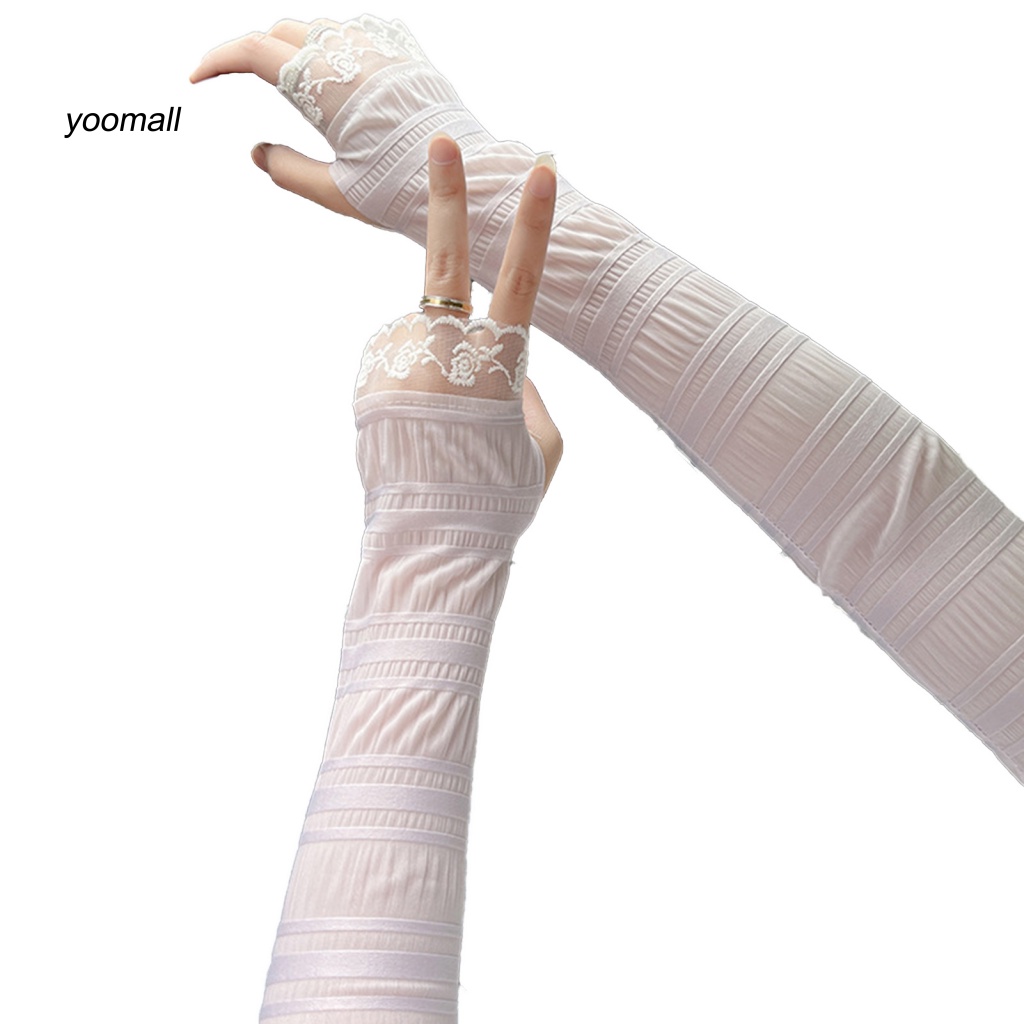 1 Cặp Ống Tay Áo Thấm Hút Mồ Hôi Thiết Kế Lỗ Chuyên Dụng Cho Chạy Bộ Đạp Xe Mùa Hè